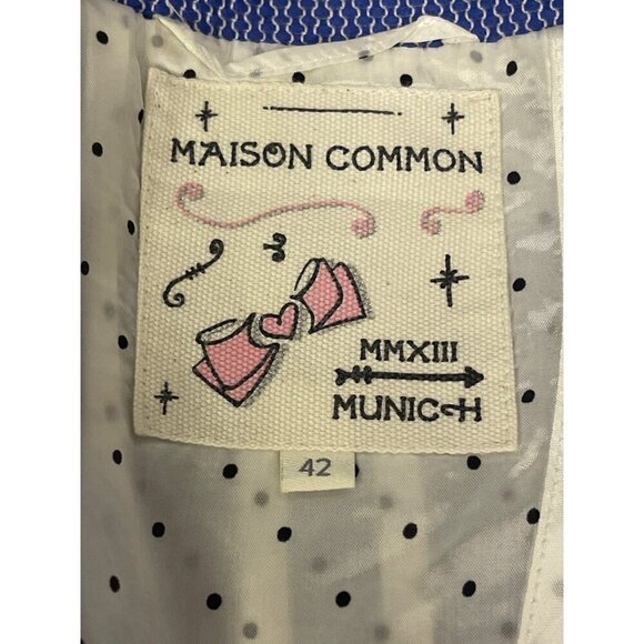 Maison Common Blue Tweed Silk Cotton Evening Jacket Caption Lining Women's EU 42 - Picture 9 of 10